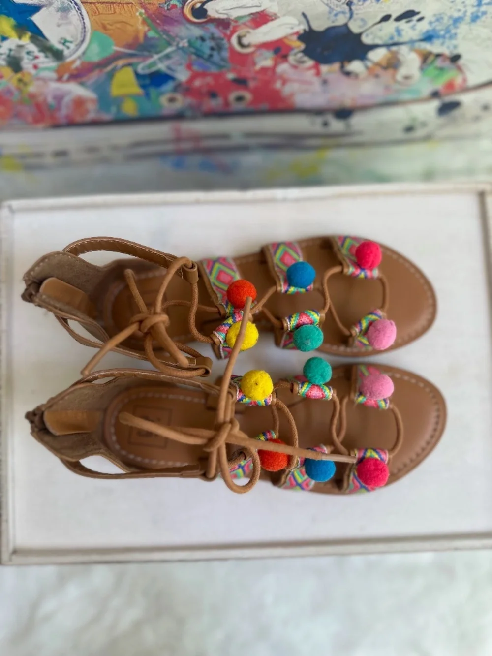 Gap Girls Colorful Pom-Pom Sandals
